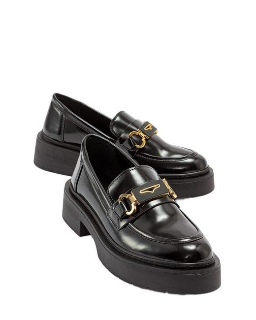 Forever & Always Shoes Black Simone Bit Platform Loafer