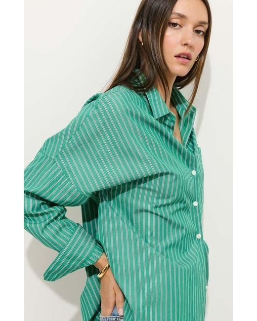 Alex Mill Green Jo Stripe Oversize Cotton Button-Up Shirt