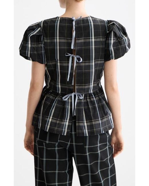 Scotch & Soda Black Check Taffeta Top