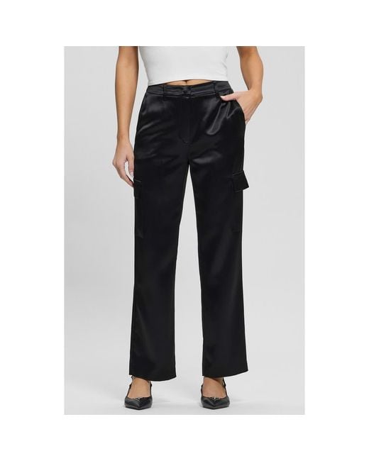 Guess Black Megan Satin Cargo Pants