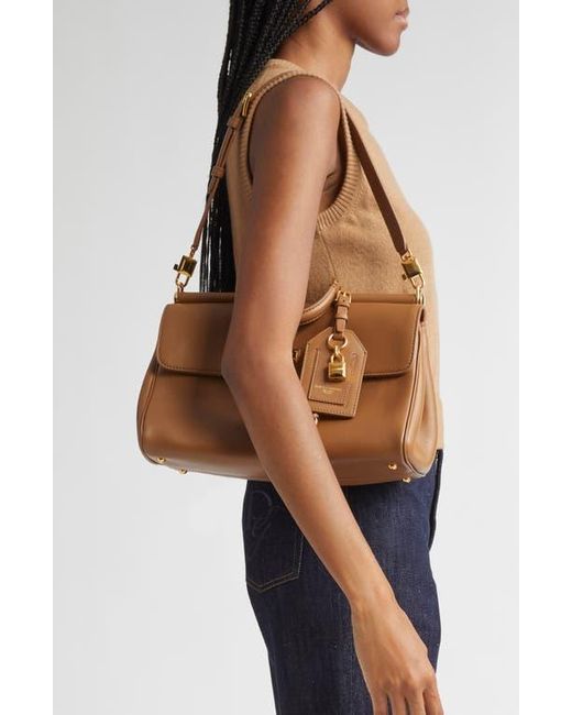 Dolce & Gabbana Brown My Sicily East/West Plongé Leather Top Handle Bag
