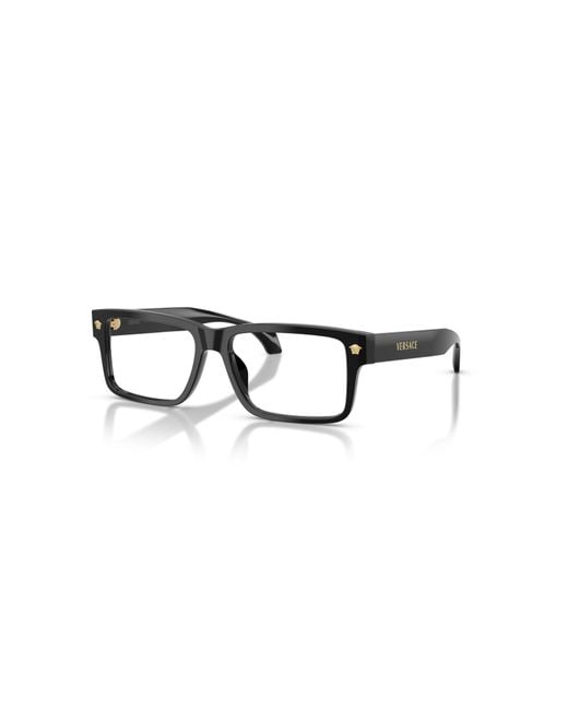 Versace Black 56Mm Rectangle Optical Glasses for men
