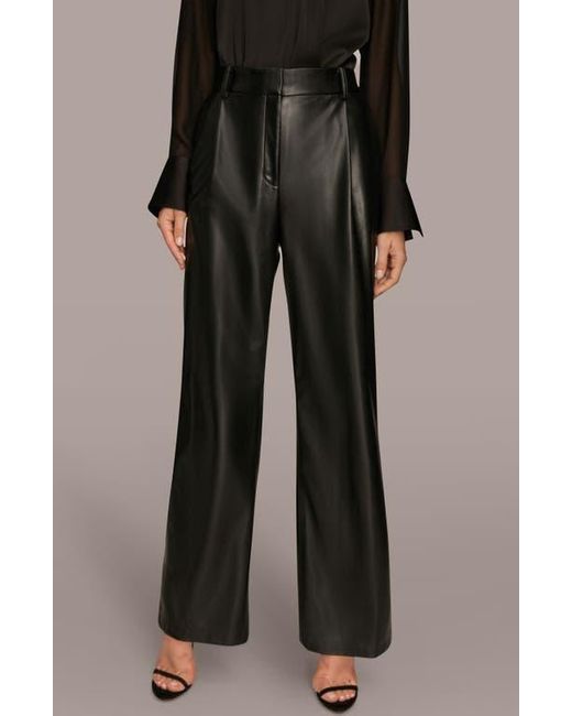 Donna Karan Black Faux Leather Straight Leg Pants