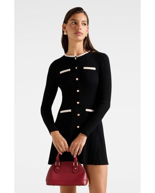 black ruffle midi dress Women's Isolde Straight Across Ruffle Midi Dress S/M/L Black/Cream MEAN BLVD Black / S