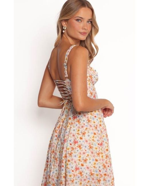 Petal & Pup Natural Wisteria Floral Sleeveless Midi Dress