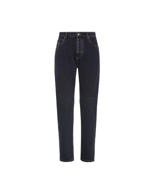 Brunello Cucinelli Blue Leisure Fit Five-Pocket Trousers for men