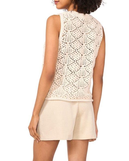 Vince Camuto White Open Stitch Sleeveless Sweater