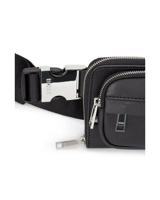 Boss Black Zair Crossover Bonded Leather Belt Bag for men