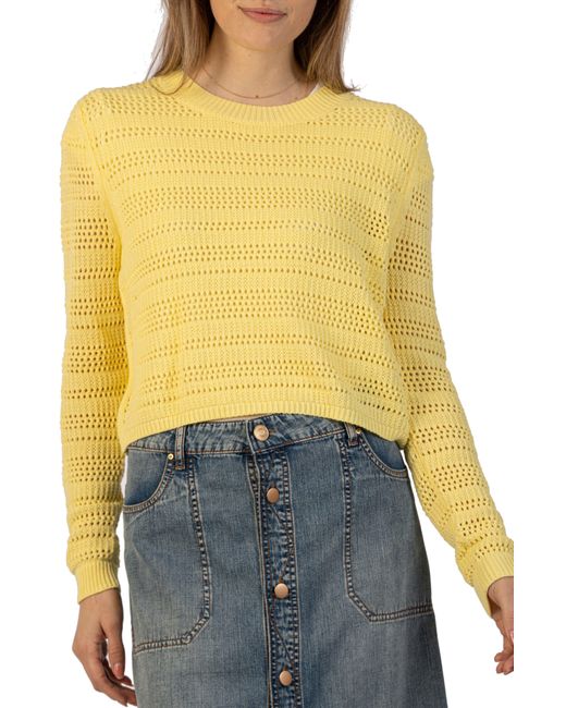 Kut From The Kloth Yellow Open Stitch Crop Sweater