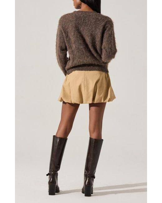Astr Brown Conetta Floral Fuzzy Sweater
