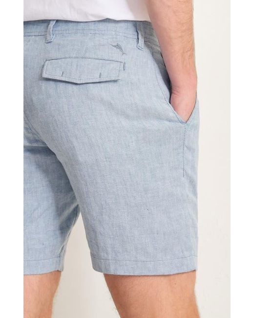 Tommy Bahama Blue Beach Coast Stretch Linen & Cotton Cargo Shorts for men