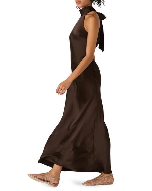 Steve Madden Brown Lara Satin Bias Cut Maxi Dress
