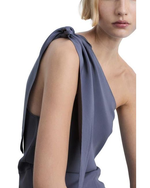 Mango Blue Asymmetric Satin Jumpsuit
