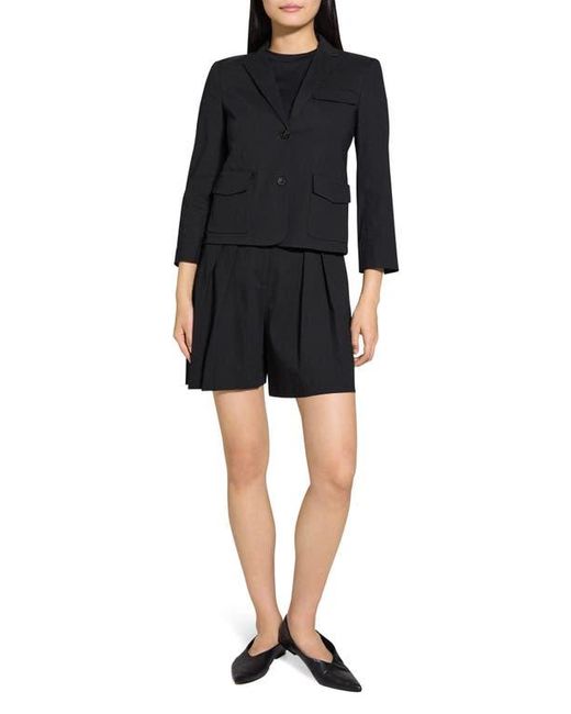 Theory Black Linen Blend Shrunken Blazer
