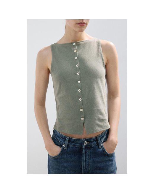 Mango Green Button Front Tank