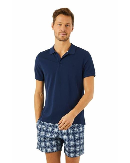 Vilebrequin Blue Solid Cotton Polo for men