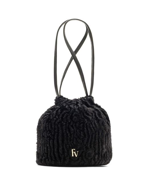 Frances Valentine Black Pouf Faux Fur Bucket Bag