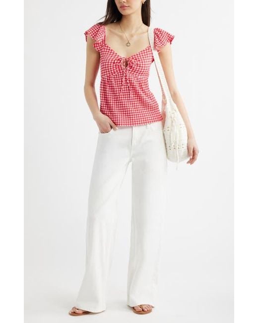 BP. Red Flutter Sleeve Top