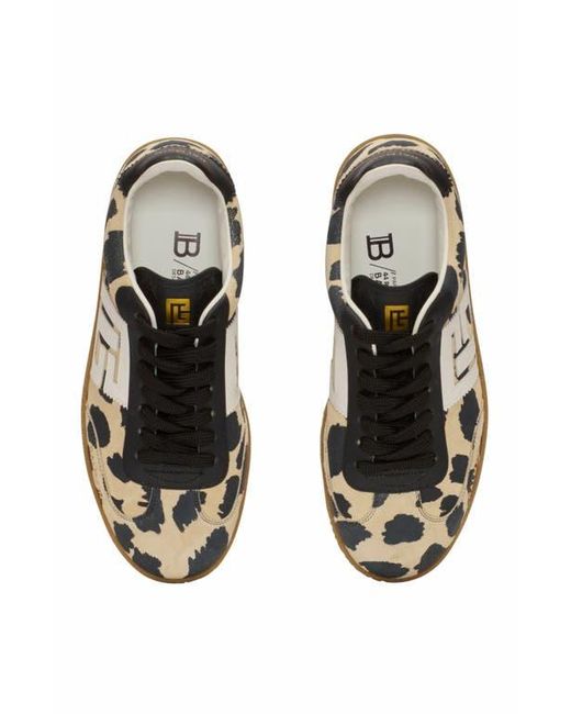 Balmain Black Swan Leopard Print Suede Leather Trainers