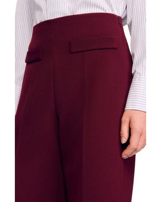 Sandro Red Wide-Leg Trousers