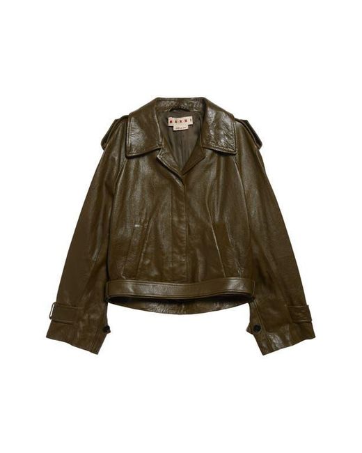 Marni Green Leather Crop Trench Coat