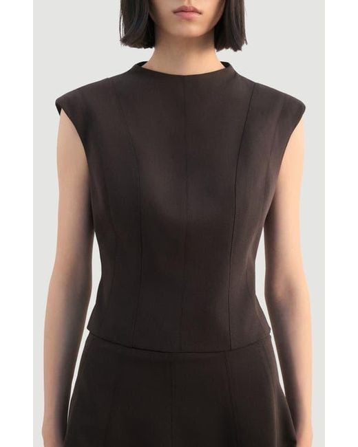 Mango Black Fitted Cap Sleeve Top