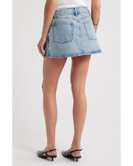 FRAME Blue Pleated Denim Miniskirt