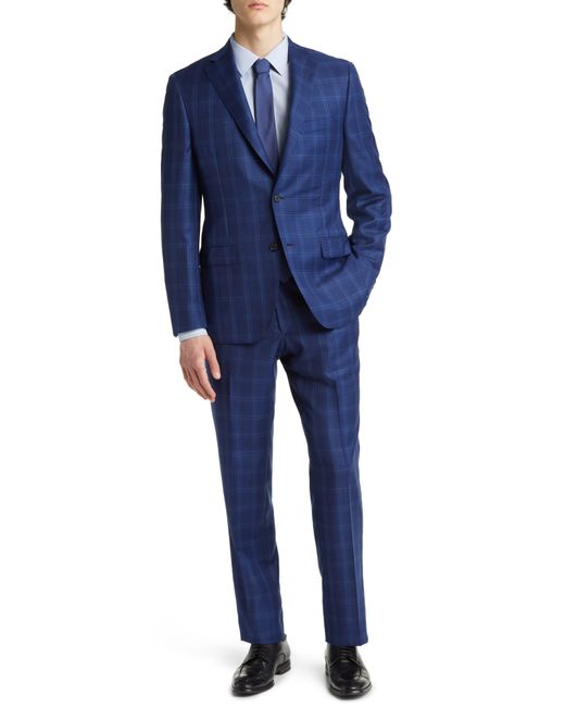 Hickey Freeman Plaid Check Regular Fit Super 150s Wool Suit in Blue for ...