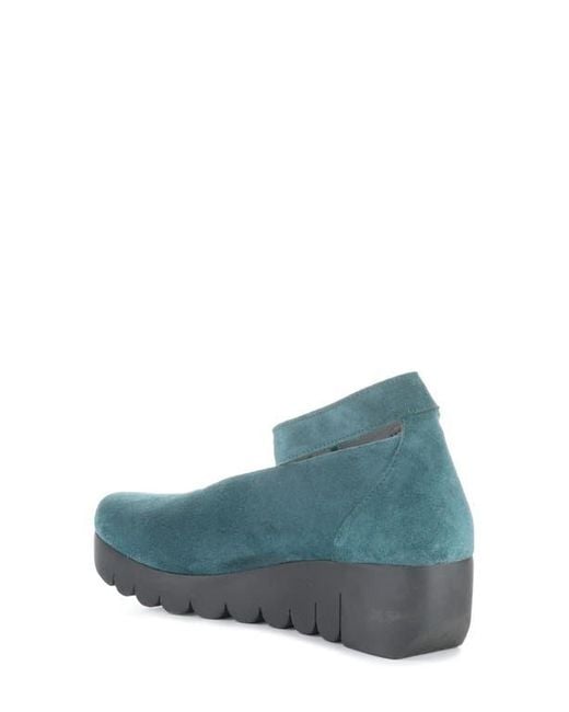 Fly London Blue Vily Ankle Strap Platform Wedge Pump