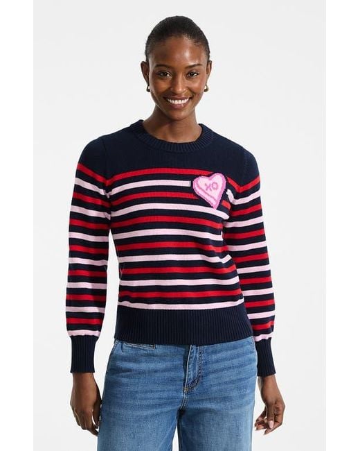 Lands' End Red Drifter Embellished Crew Neck Sweater