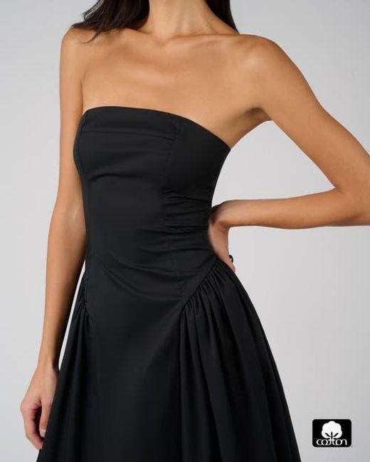WeWoreWhat Black Strapless Corset Ruched Dress