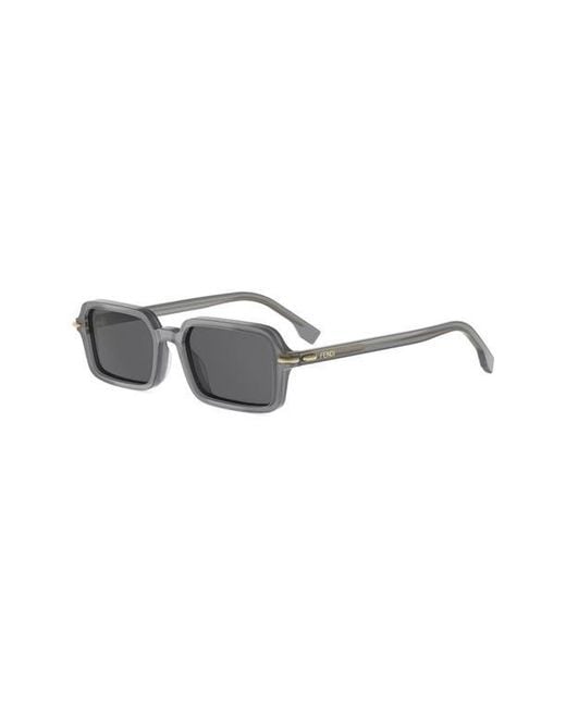 Fendi Gray Selleria Rectangular Sunglasses