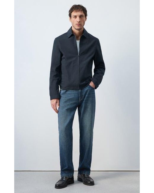 Mango Blue Cotton Blend Jacket for men