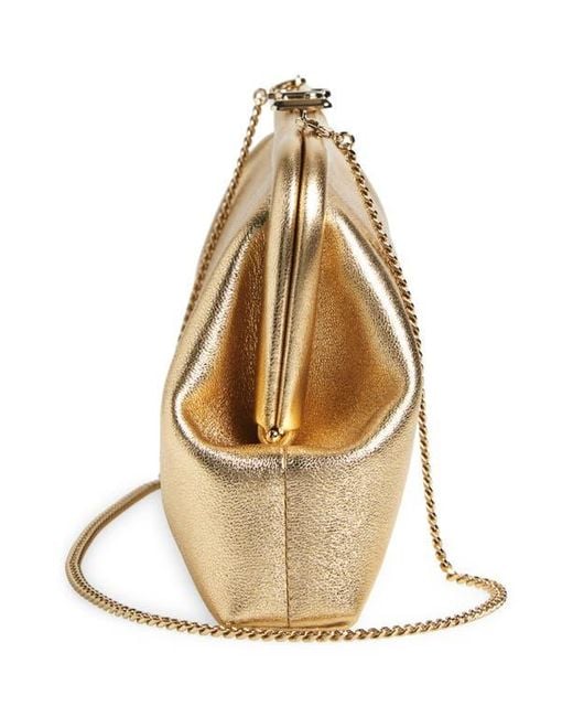 Jimmy Choo Natural Skylar Metallic Leather Clutch