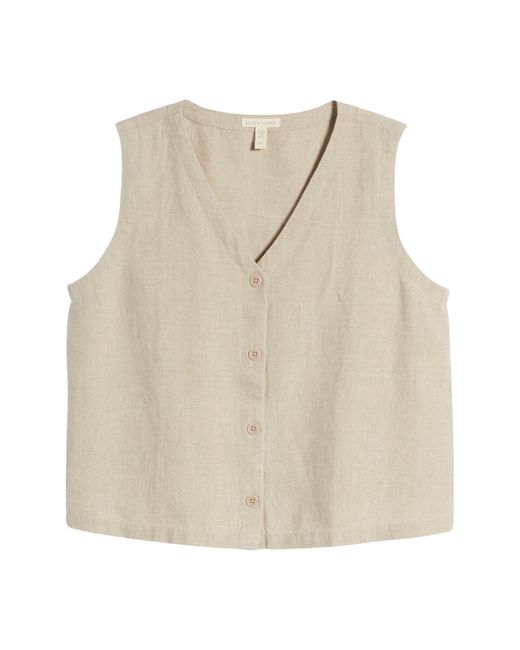 Eileen Fisher White V-neck Back Tie Organic Cotton Vest
