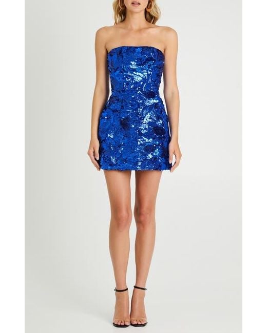 HELSI Women's Blue Linda Sequin Strapless Minidress