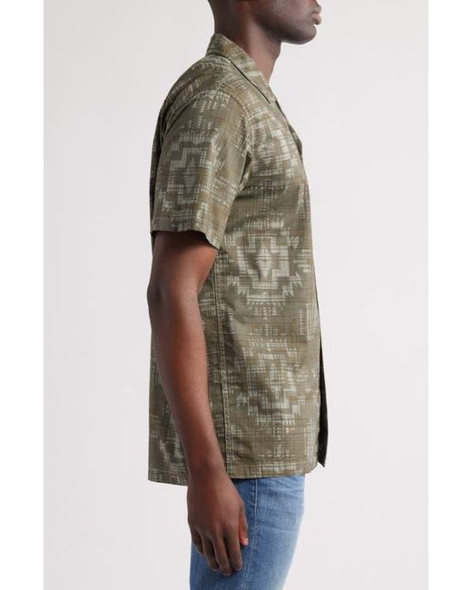 Pendleton Green Geo Pattern Cotton Camp Shirt for men