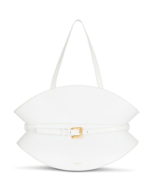 Balmain White Medium Shuffle Bag