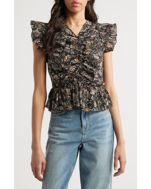 Rails Black Cali Floral Print Peplum Top