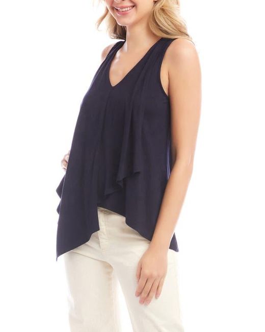 Karen Kane Blue Drape Layered Asymmetric Tank