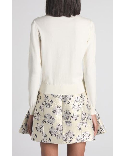 Alexander McQueen White Ruffle Collar Wool Blend Sweater