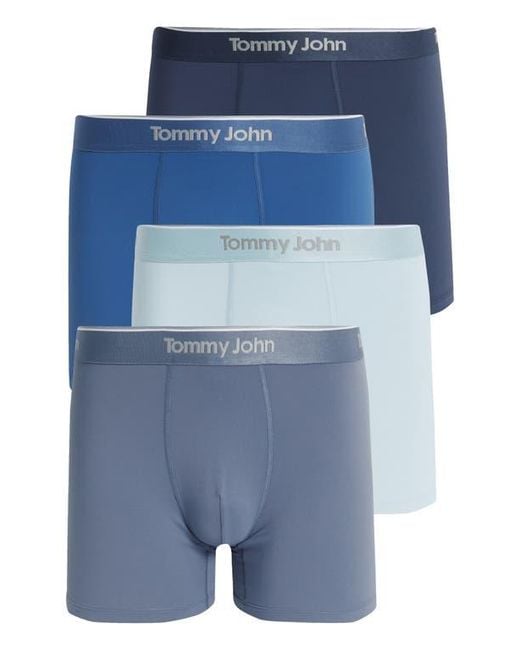 Tommy John Blue Micro Stretch 4-Pack 4-Inch Boxer Briefs for men