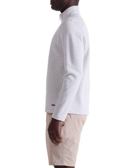 Bugatchi Gray Waffle Quarter Zip Cotton Blend Pullover for men