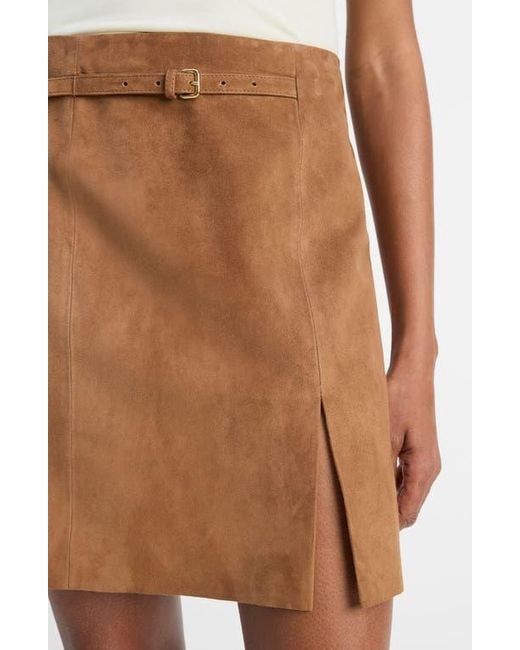 Vince Multicolor Belted Suede Miniskirt