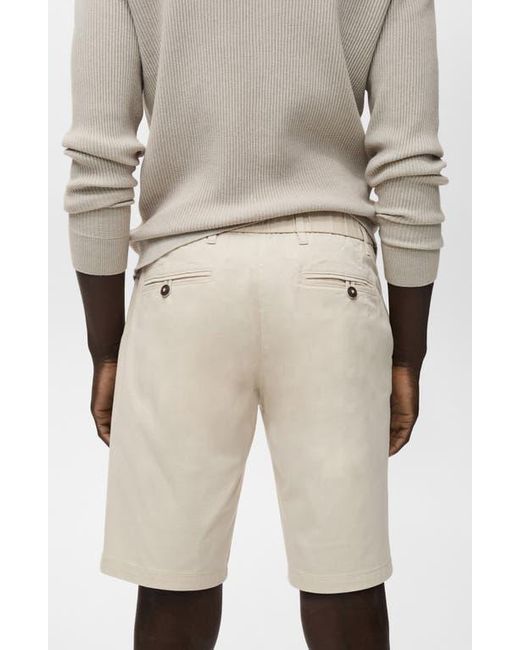 Mango Men's Natural Flat Front Stretch Cotton Bermuda Shorts