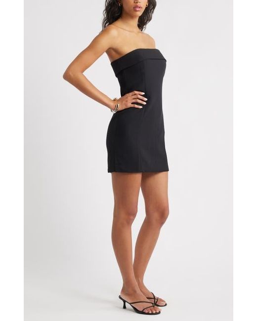 Open Edit Black Strapless Foldover Body-Con Minidress