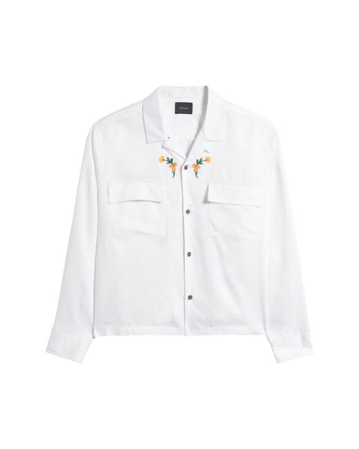 PacSun White Global Auto Embroidered Floral Long Sleeve Camp Shirt for men