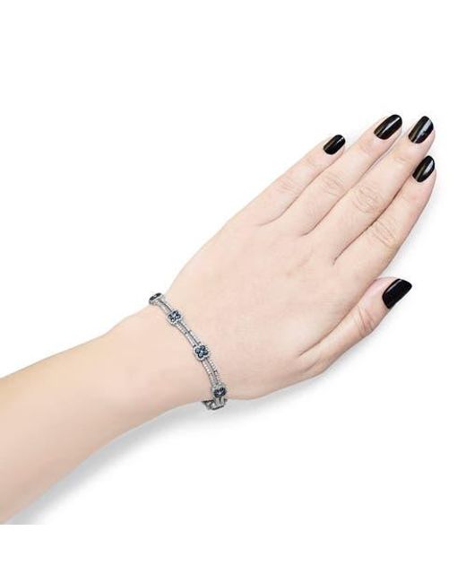 Haus of Brilliance Metallic 18K 2 3/4 Ct Diamond & Sapphire Double Row Link Bracelet