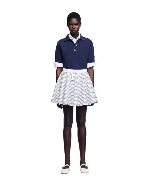 Sandro Blue Spiral Print Skater Skirt