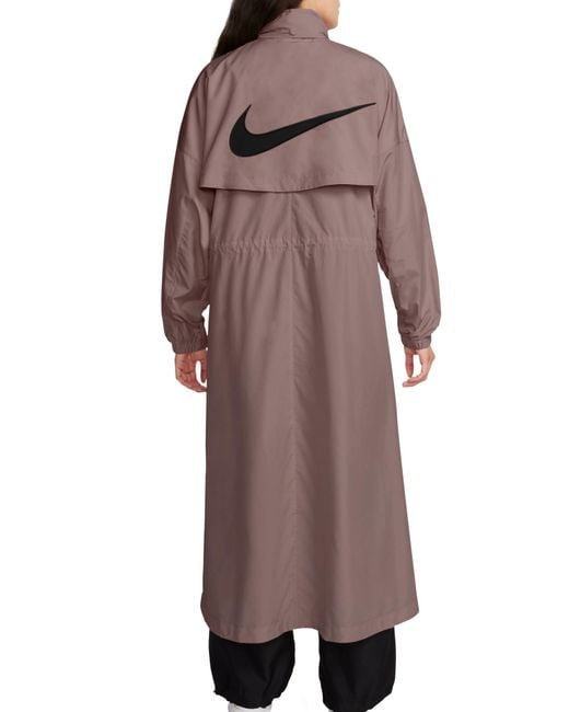Nike Brown Essential Longline Trench Coat
